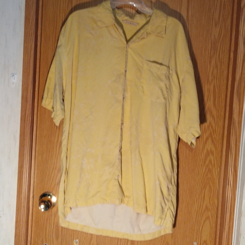 Tommy Bahama Light Yellow XL 100% Hawaiian Silk Men's Shirt